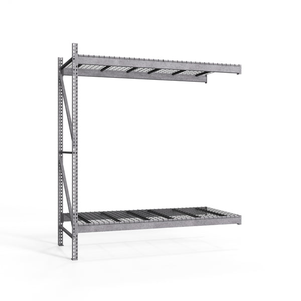 2-Tier Galvanized Teardrop Pallet Rack Add-On Units w/ Wire Decking - 48"d x 120"h