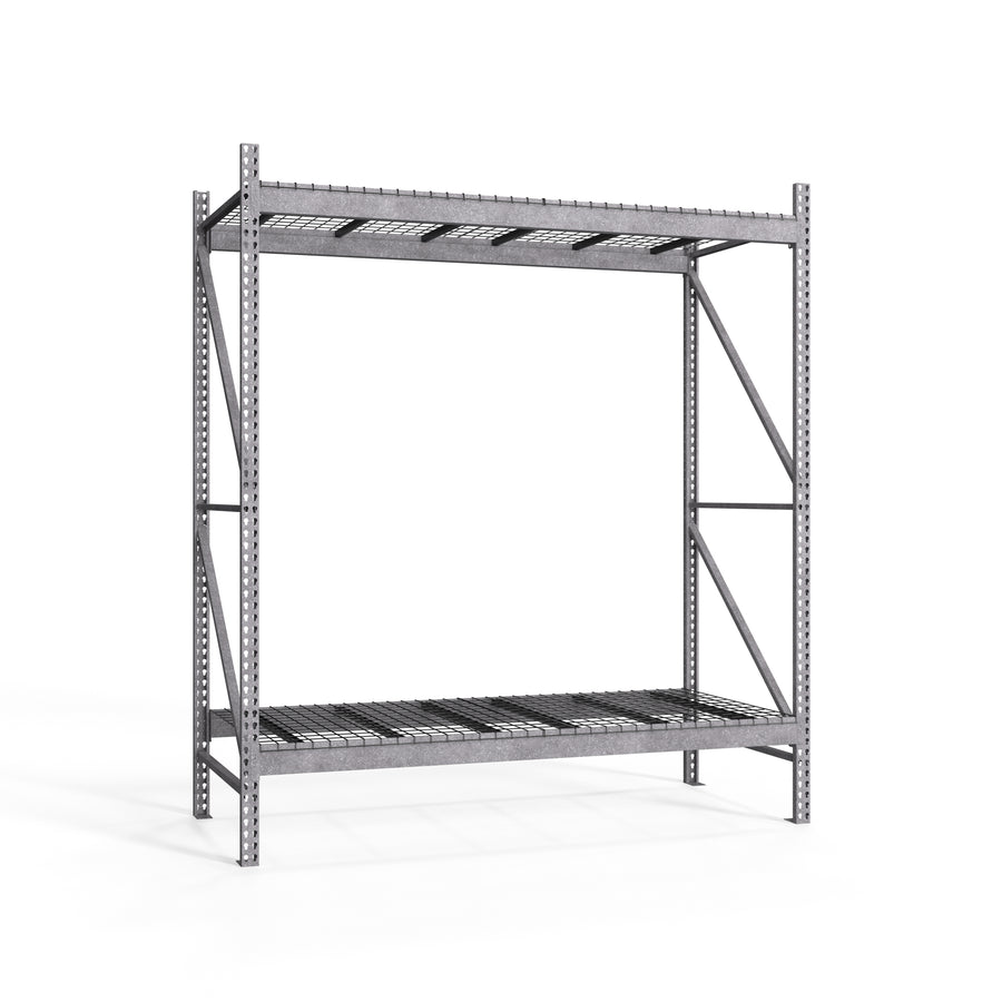 2-Tier Galvanized Teardrop Pallet Rack Starter Units w/ Wire Decking - 48"d x 120"h