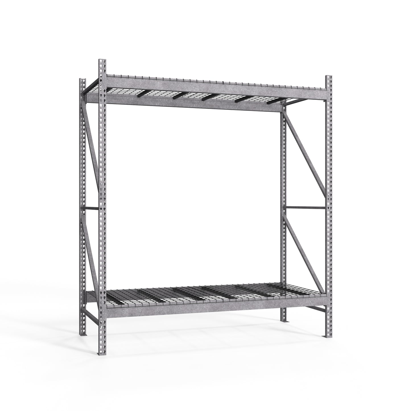 2-Tier Galvanized Teardrop Pallet Rack Starter Units w/ Wire Decking - 48"d x 120"h