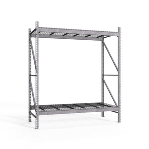 2-Tier Galvanized Teardrop Pallet Rack Starter Units w/ Wire Decking - 48"d x 120"h