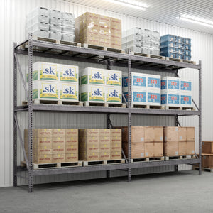 3-Tier Galvanized Teardrop Pallet Rack Add-On Units w/ Wire Decking - 48"d x 144"h