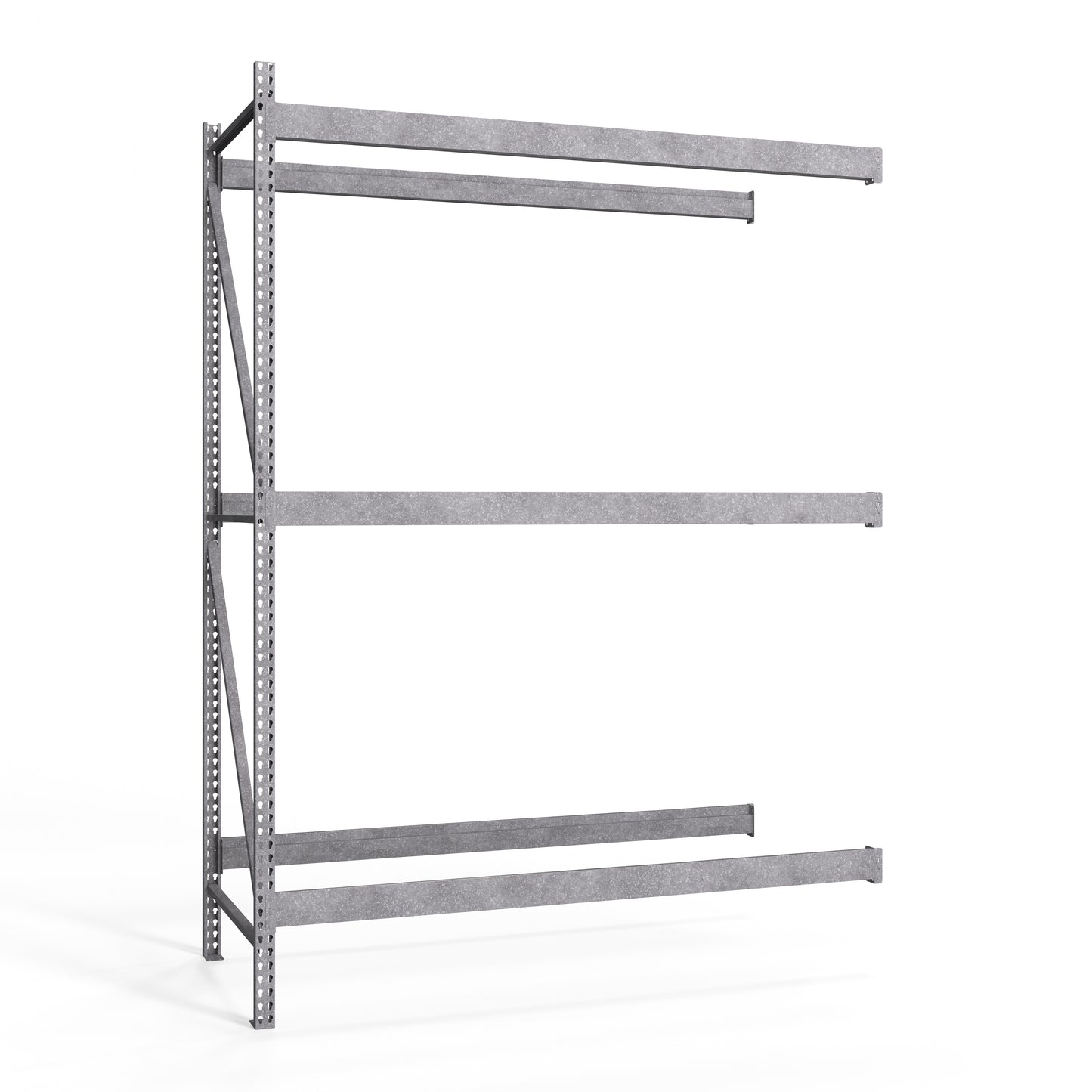 3-Tier Galvanized Teardrop Pallet Rack Add-On Units - 48"d x 144"h