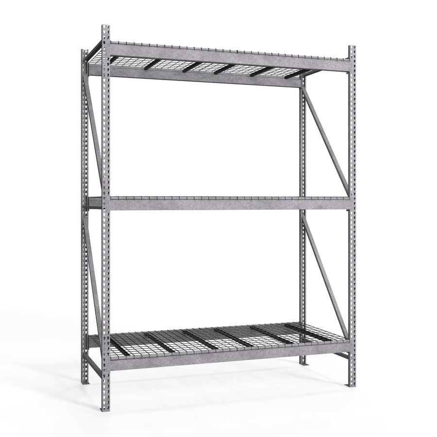 3-Tier Galvanized Teardrop Pallet Rack Starter Units w/ Wire Decking - 42"d x 144"h