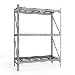 3-Tier Galvanized Teardrop Pallet Rack Starter Units w/ Wire Decking - 42"d x 144"h