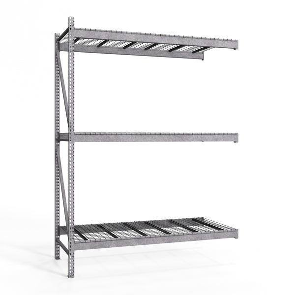 3-Tier Galvanized Teardrop Pallet Rack Add-On Units w/ Wire Decking - 42"d x 144"h