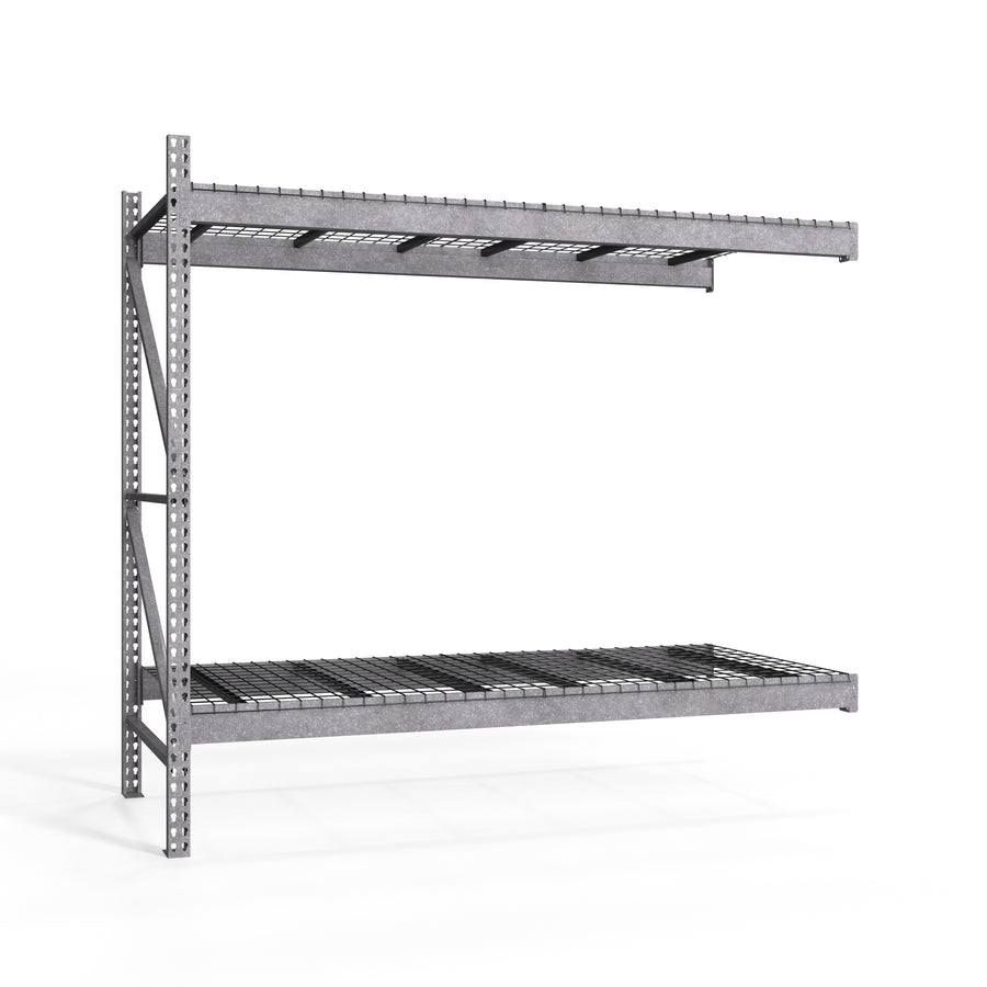 2-Tier Galvanized Teardrop Pallet Rack Add-On Units w/ Wire Decking - 48"d x 96"h
