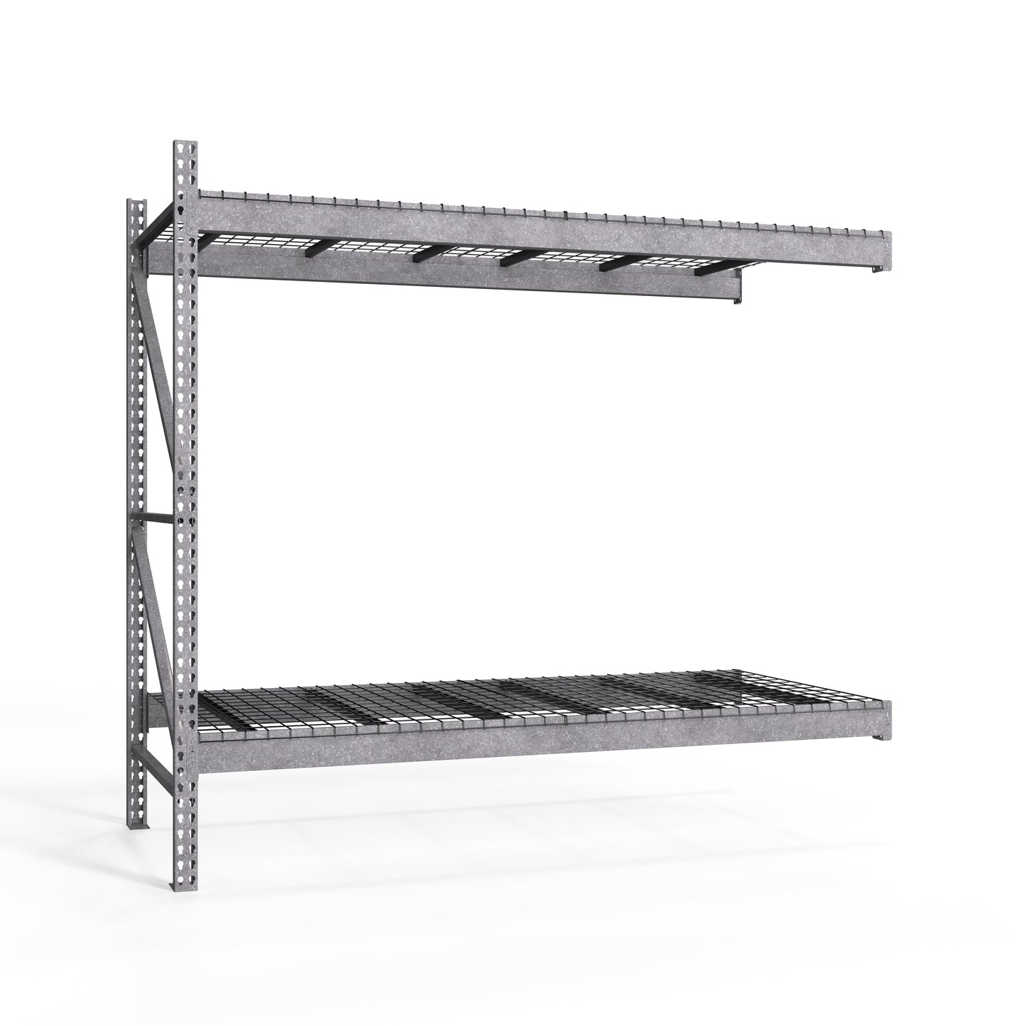 2-Tier Galvanized Teardrop Pallet Rack Add-On Units w/ Wire Decking - 48"d x 96"h