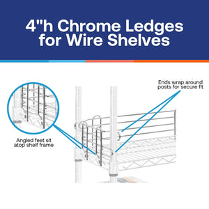 4"h Chrome Ledges for Wire Shelves