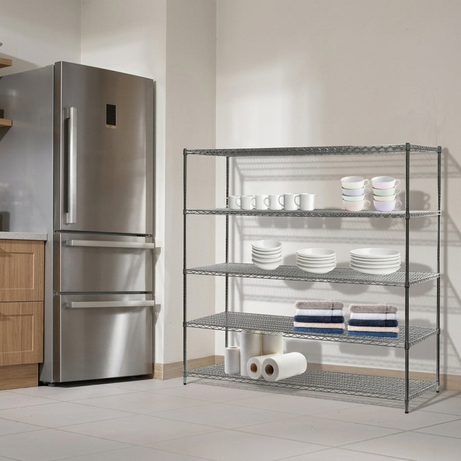 36"d x 72"w Chrome Wire Shelving w/ 5 Shelves