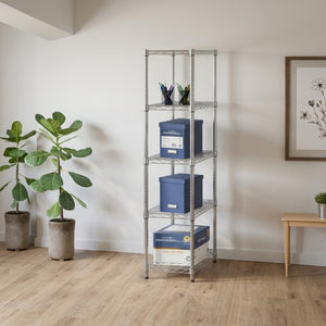14"d x 24"w Chrome Wire Shelving w/ 5 Shelves