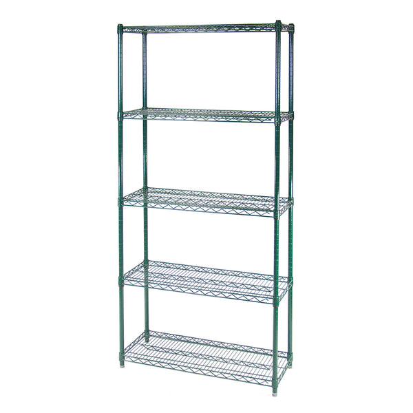 12"d 5-Tier Green Wire Shelving