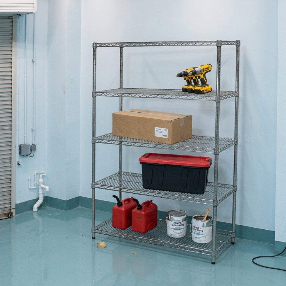 24"d x 42"w Chrome Wire Shelving w/ 5 Shelves