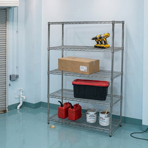 24"d x 42"w Chrome Wire Shelving w/ 5 Shelves