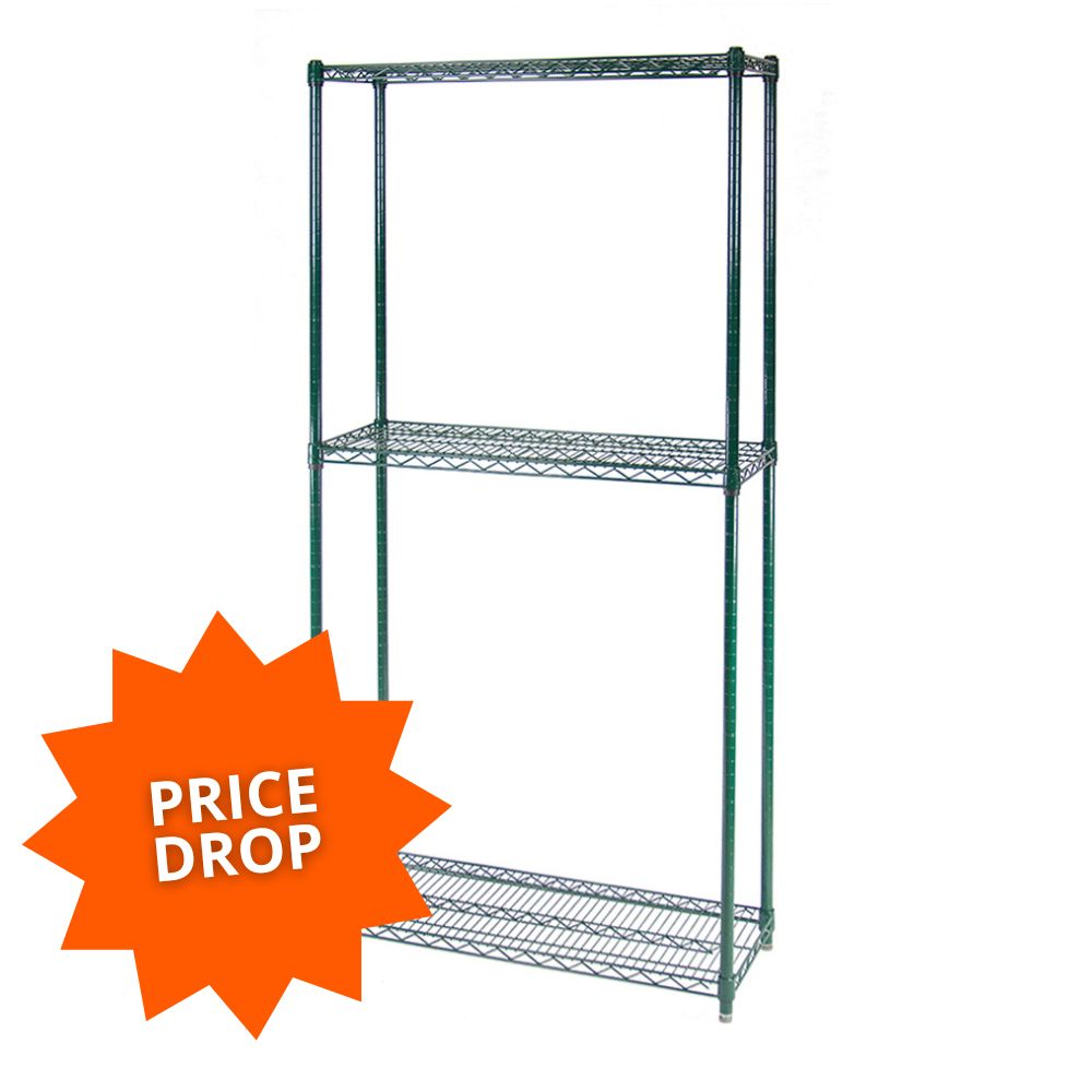 24"d 3-Tier Green Wire Shelving