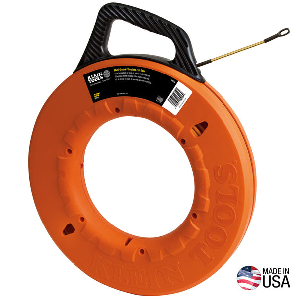 Klein Multi-Groove Fiberglass Fish Tape with Spiral Steel Leader, 200-Foot (56056)