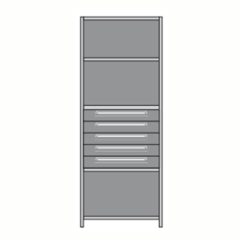 Lyon Closed Steel Shelving with 5 Modular Drawers - Starter Units