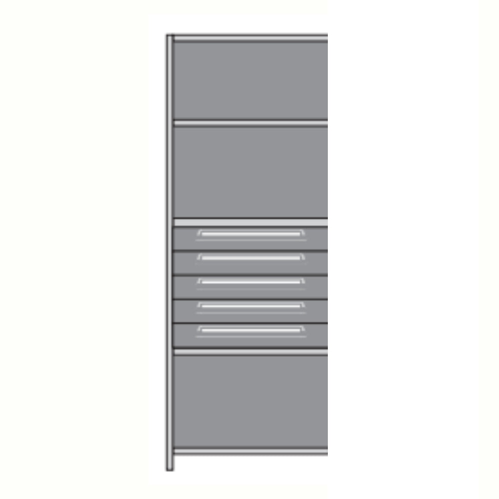 Lyon Closed Steel Shelving with 5 Modular Drawers - Add On Units