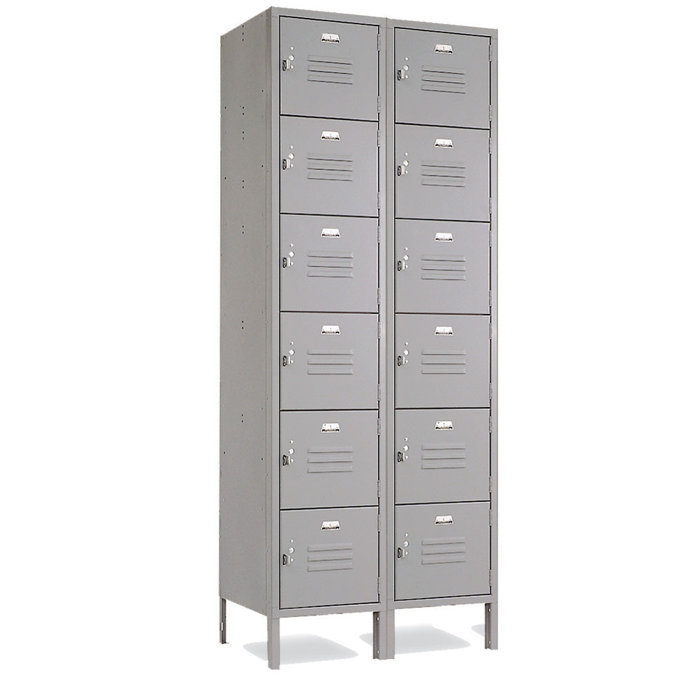 6 Tier Lockers - 15"d x 12"w x 78"h - Gray