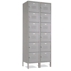 6 Tier Lockers - 15"d x 12"w x 78"h - Gray