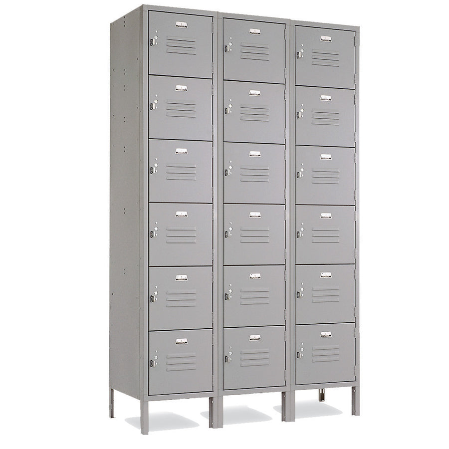 6 Tier Lockers - 15"d x 12"w x 78"h - Gray