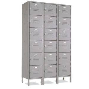 6 Tier Lockers - 15"d x 12"w x 78"h - Gray
