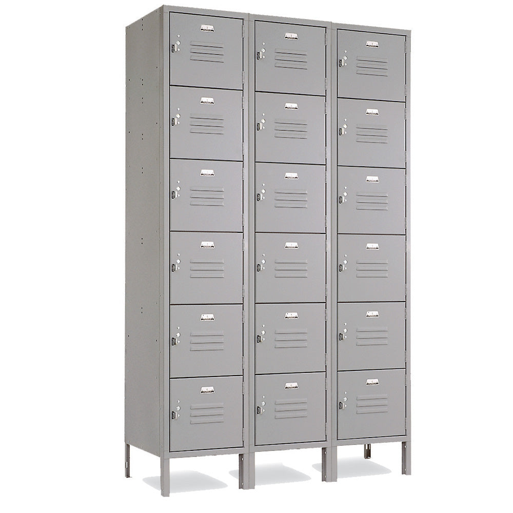 6 Tier Lockers - 15"d x 12"w x 78"h - Gray