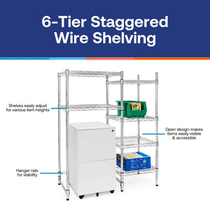 6-Tier Staggered Wire Shelving