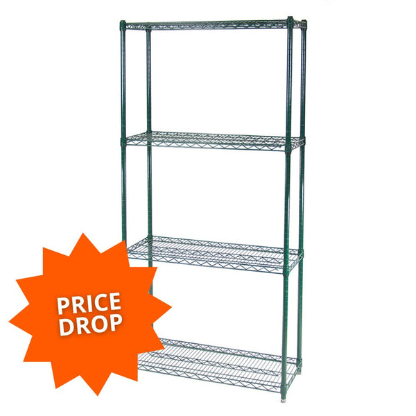12"d 4-Tier Green Wire Shelving
