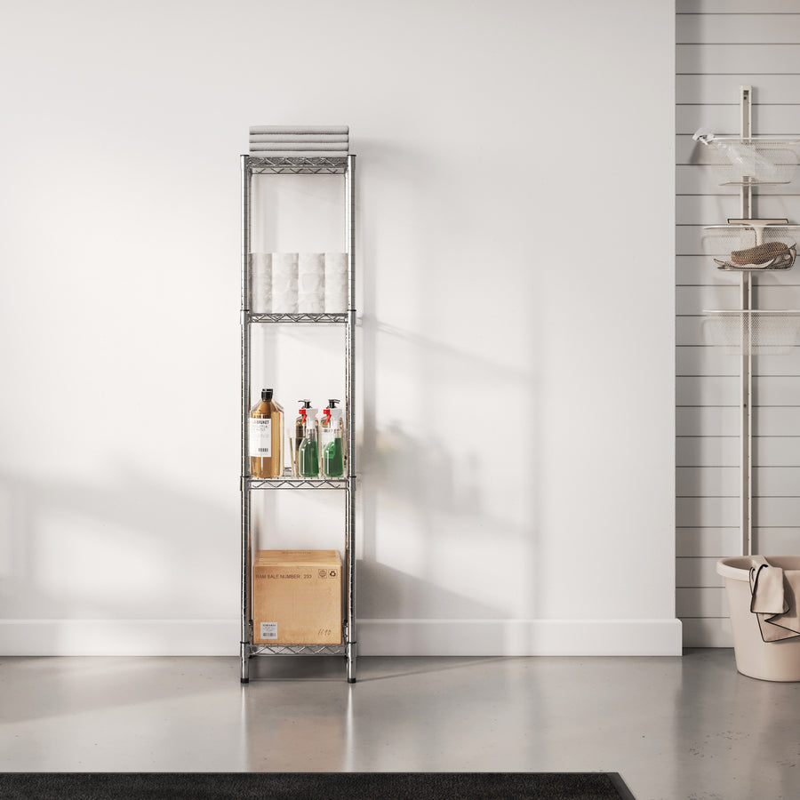 12"d x 12"w Chrome Wire Shelving w/ 4 Shelves