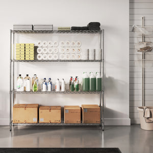 14"d x 72"w Chrome Wire Shelving w/ 4 Shelves
