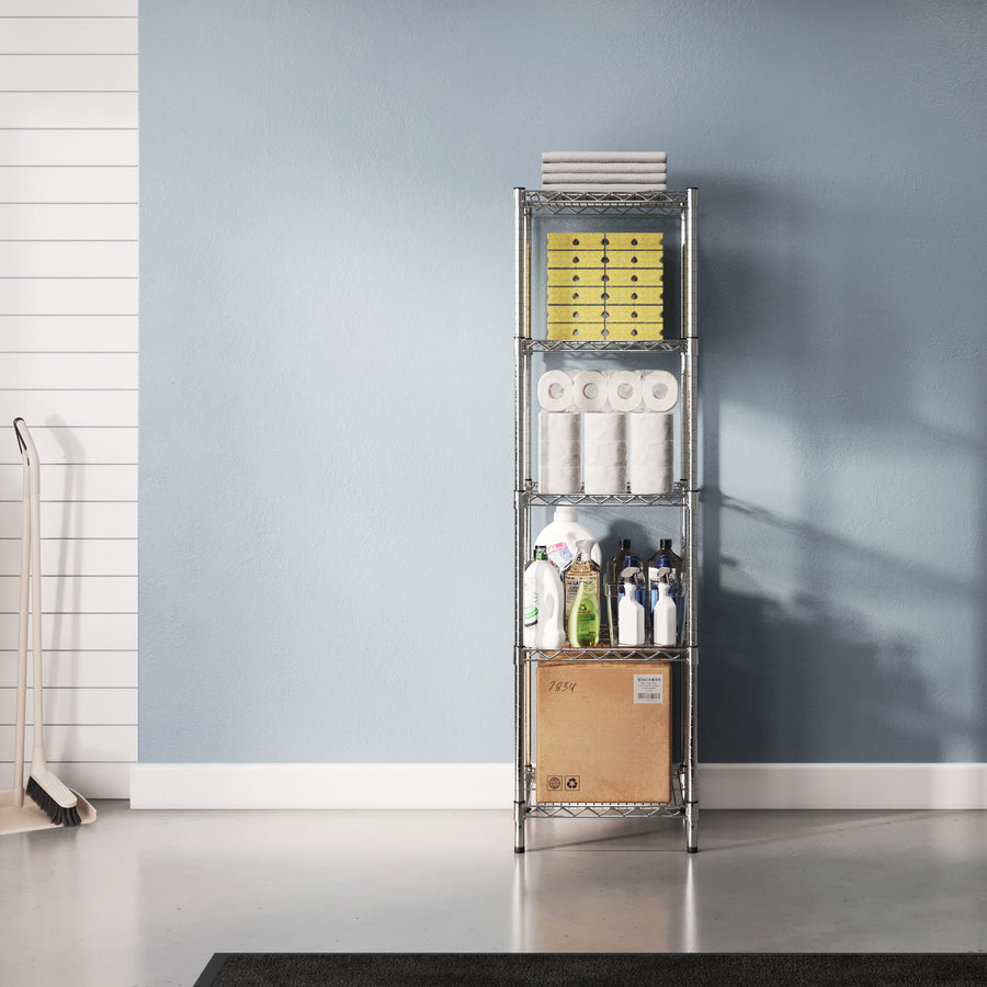 18"d x 18"w Chrome Wire Shelving w/ 5 Shelves
