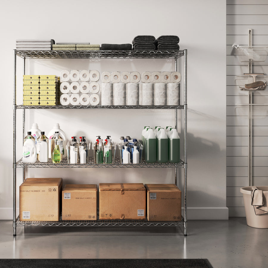 12"d x 72"w Chrome Wire Shelving w/ 4 Shelves