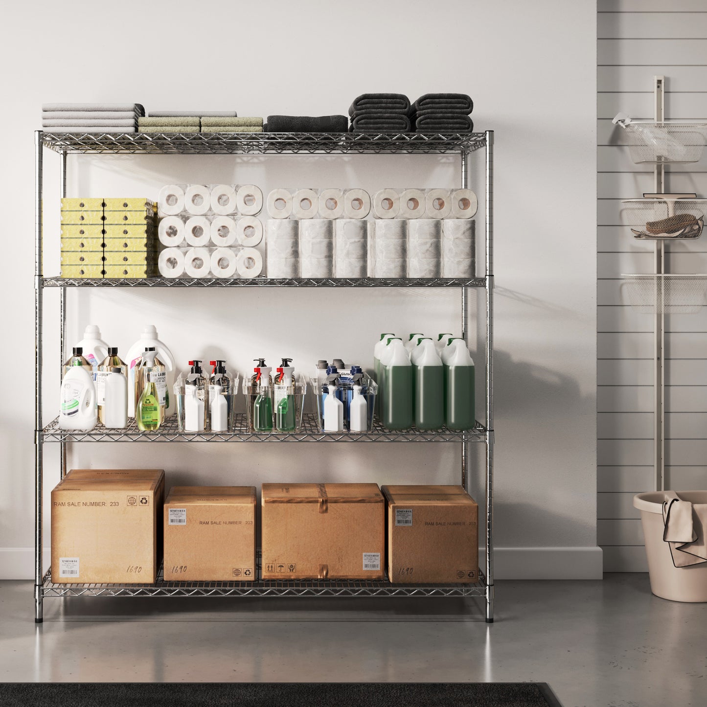 24"d x 60"w Chrome Wire Shelving w/ 4 Shelves