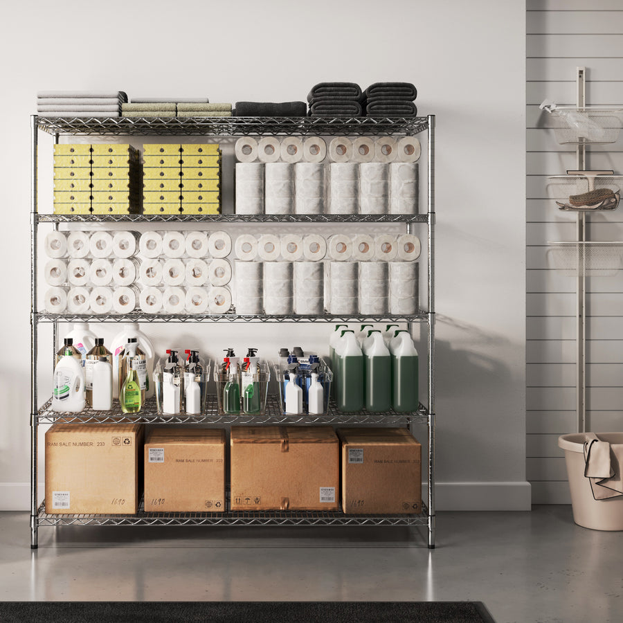 24"d x 60"w Chrome Wire Shelving w/ 5 Shelves