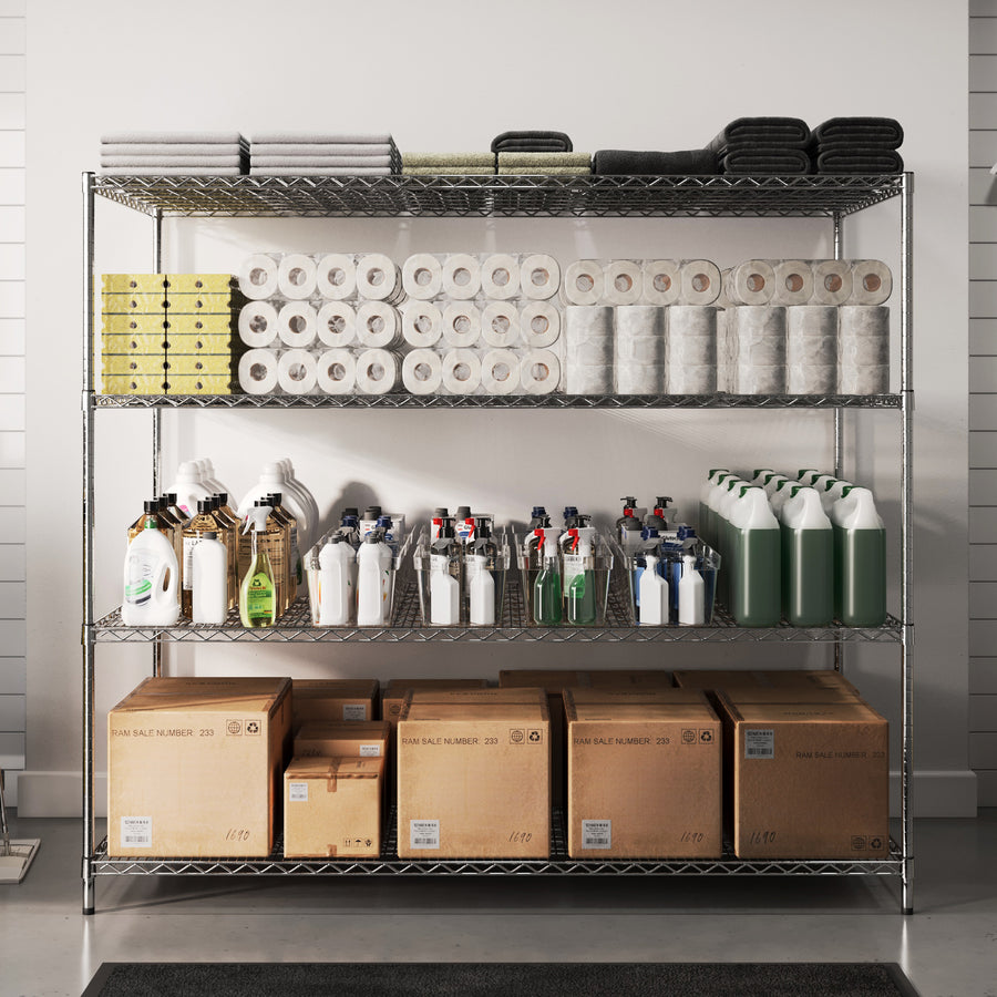 36"d x 60"w Chrome Wire Shelving w/ 4 Shelves