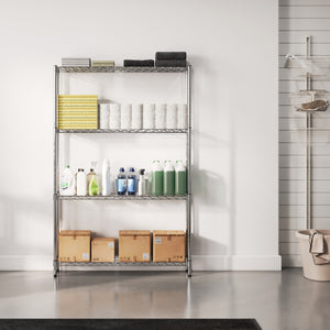 8"d x 42"w Chrome Wire Shelving w/ 4 Shelves
