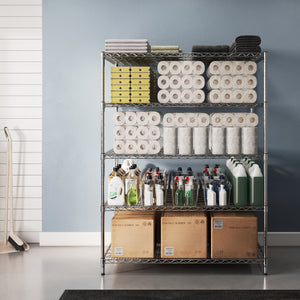 36"d x 48"w Chrome Wire Shelving w/ 5 Shelves