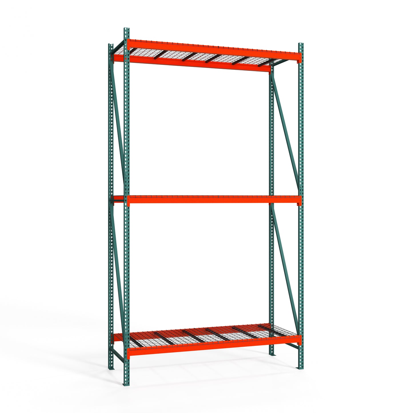 3-Tier Teardrop Pallet Rack Starter Units w/ Wire Decking - 42"d x 192"h