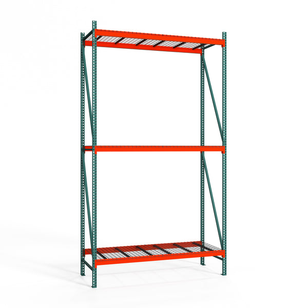 3-Tier Teardrop Pallet Rack Starter Units w/ Wire Decking - 42"d x 192"h