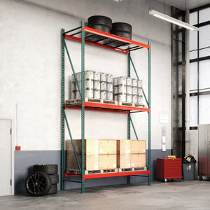 3-Tier Teardrop Pallet Rack Starter Units w/ Wire Decking - 42"d x 192"h