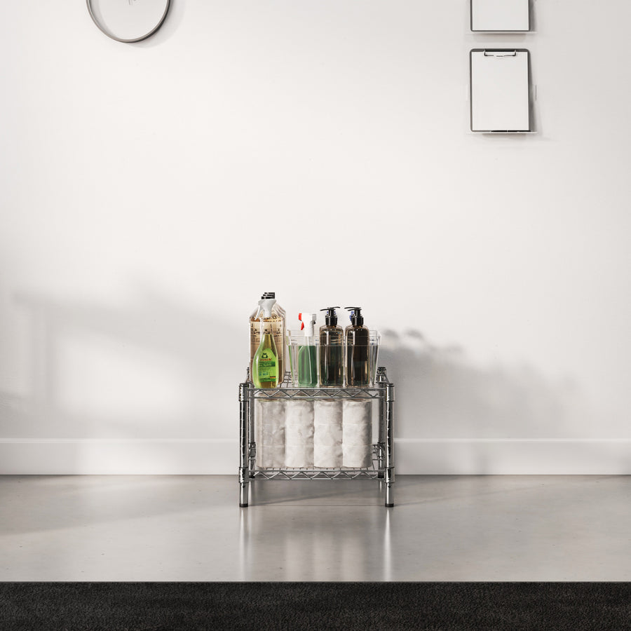 18"d x 14"h Chrome Wire Shelving w/ 2 Shelves