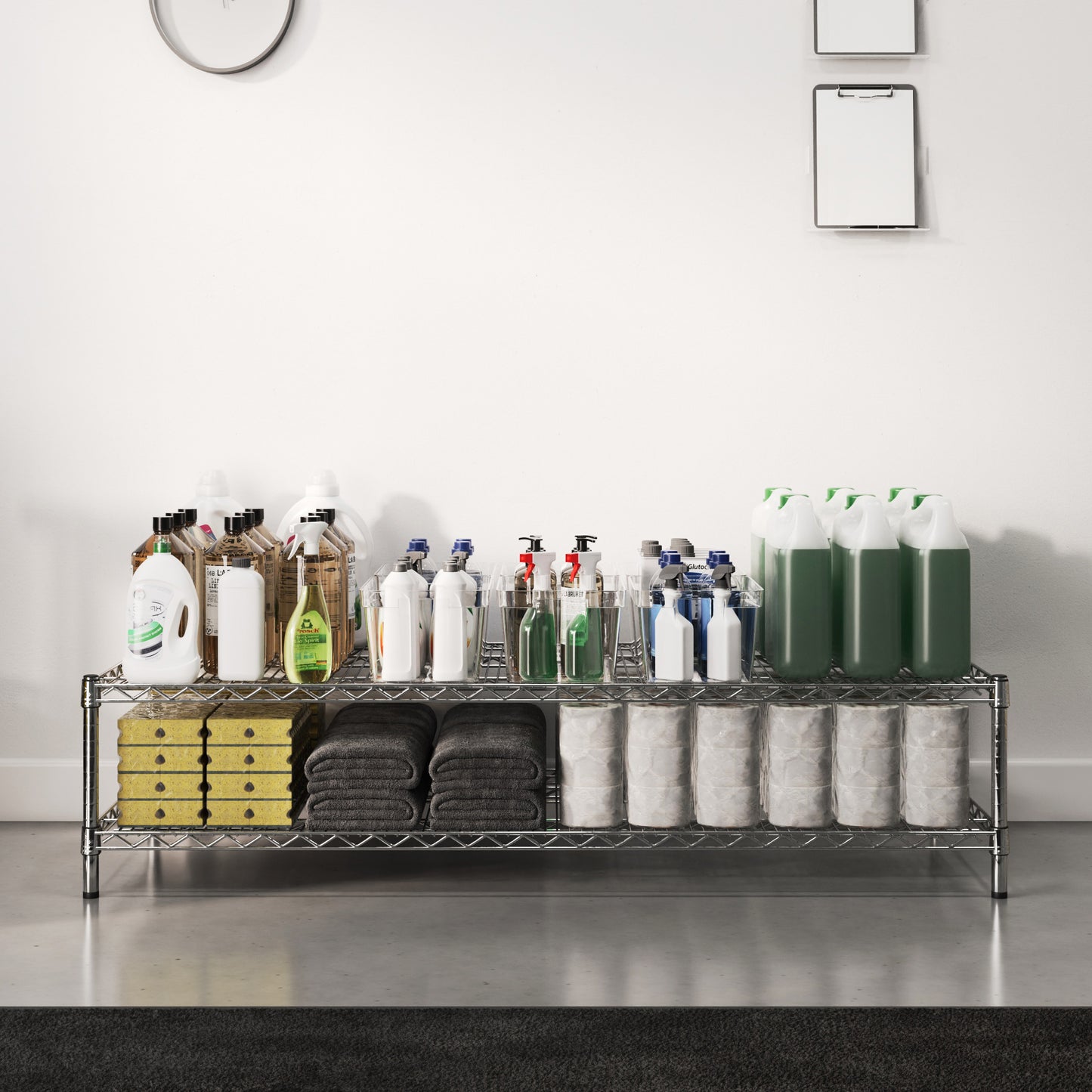 24"d x 14"h Chrome Wire Shelving w/ 2 Shelves