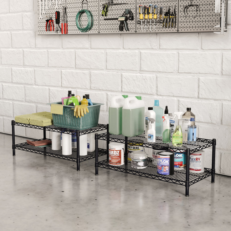 8"d x 14"h Black Wire Shelving w/ 2 Shelves