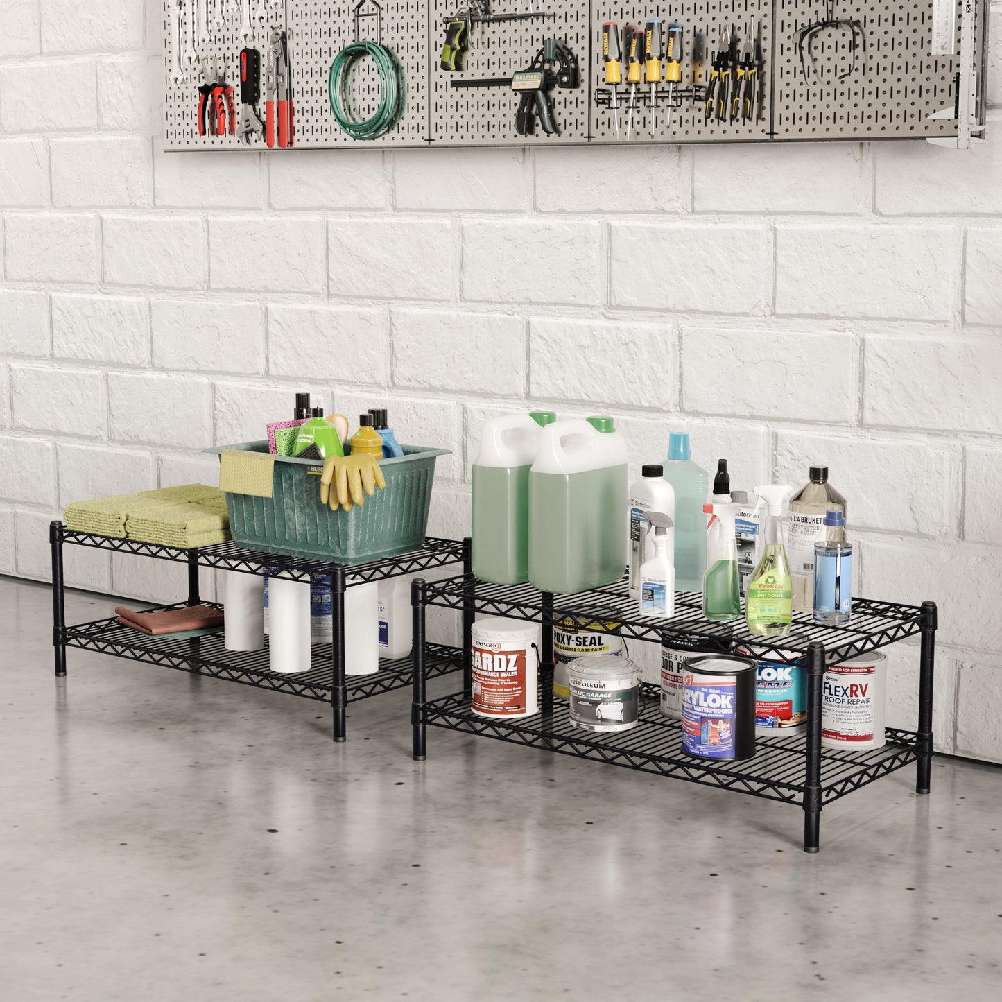 8"d x 14"h Black Wire Shelving w/ 2 Shelves