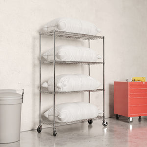 4-Shelf Chrome Wire Carts - 18"d x 36"w