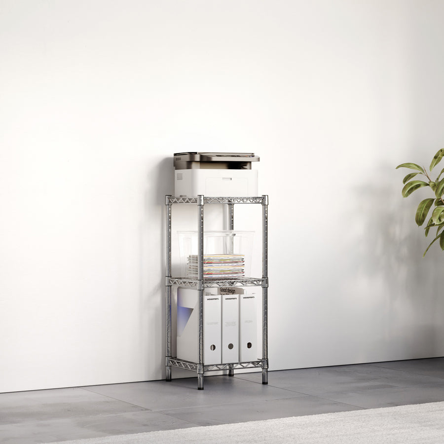 12"d x 34"h Chrome Wire Shelving w/ 3 Shelves