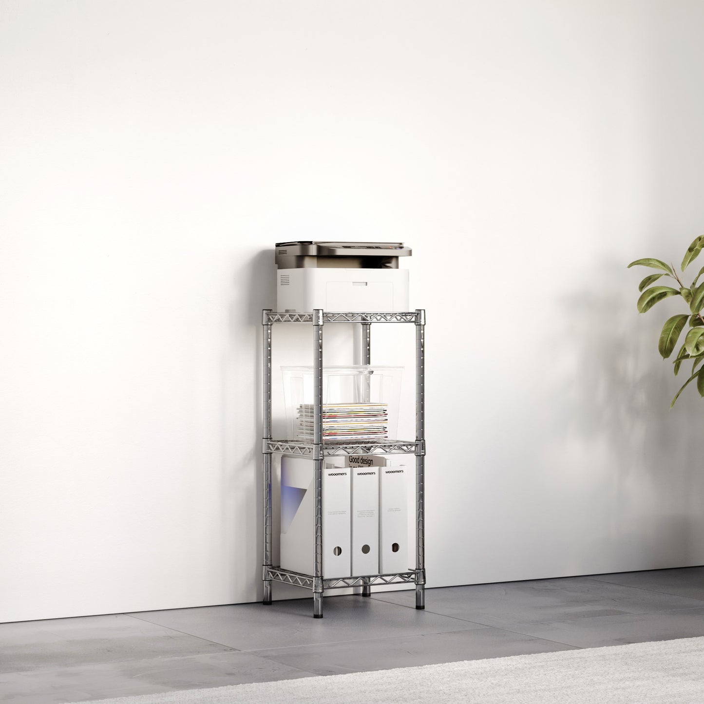 12"d x 34"h Chrome Wire Shelving w/ 3 Shelves