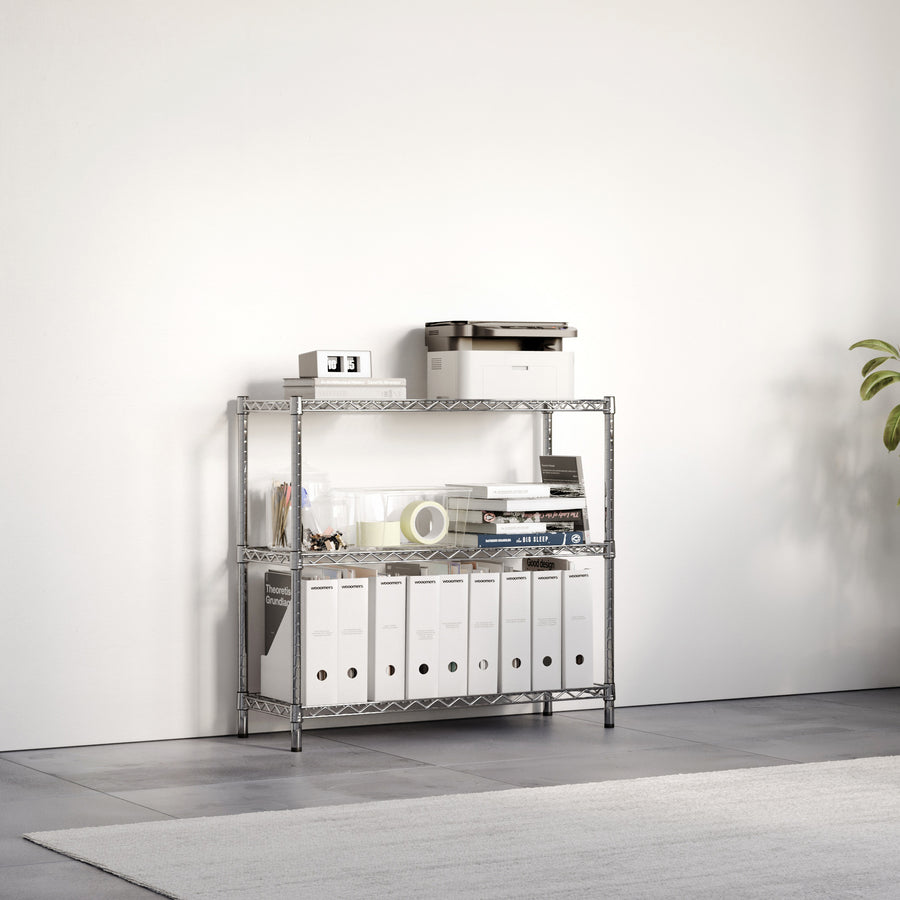 12"d x 34"h Chrome Wire Shelving w/ 3 Shelves