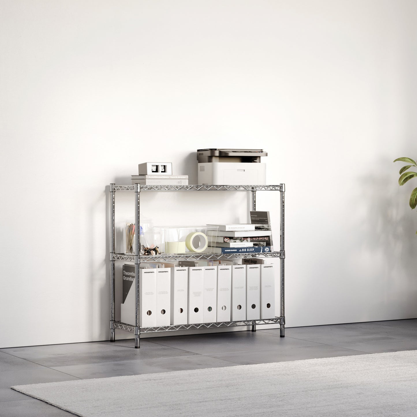 12"d x 34"h Chrome Wire Shelving w/ 3 Shelves