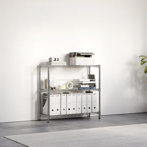 12"d x 34"h Chrome Wire Shelving w/ 3 Shelves